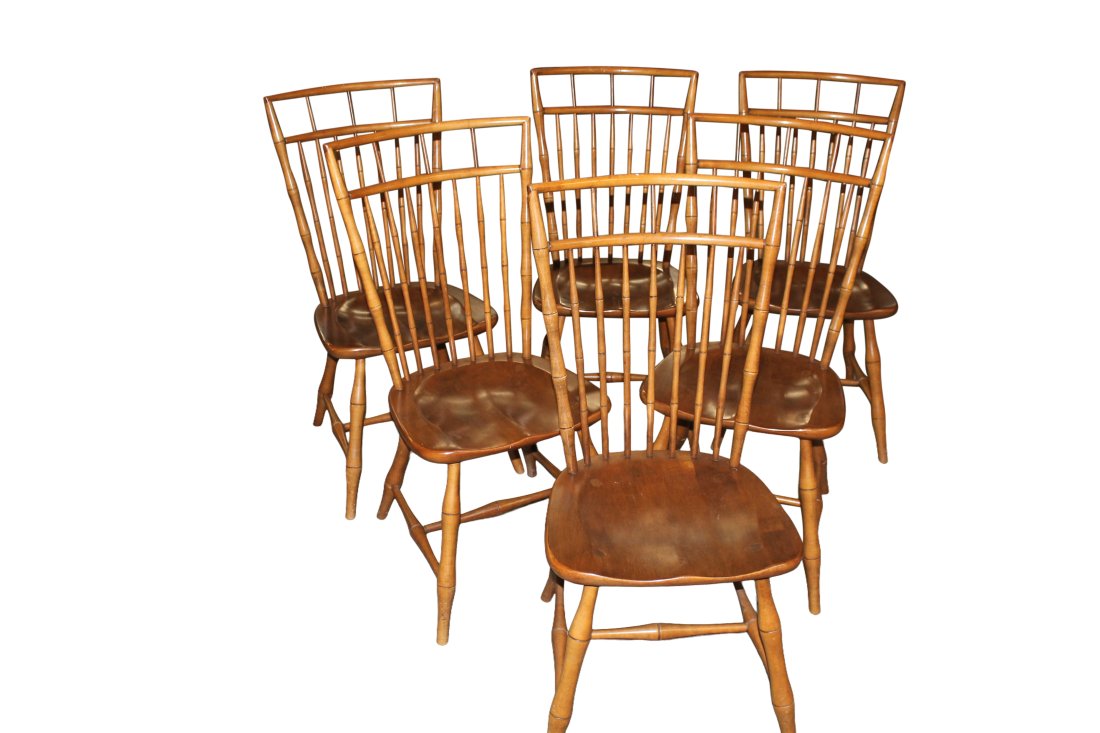 Ethan Allen Faux Bamboo Birdcage Dining Chairs Set 6 (1 of 6)
