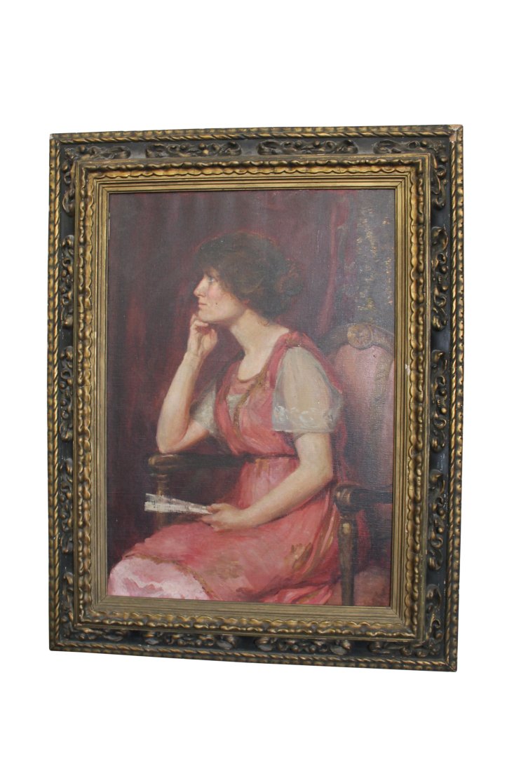 Signed Socialite Portrait of Mrs Kieckhefer: Late 19th/20th Century Signed Socialite Portrait of Mrs Kieckhefer Dimensions: 48 inches x 28 inches Framed, BEGINNINGS: Kieckhefer Container Company1880Ã¢€â€œ1915Since arriving in the Unit