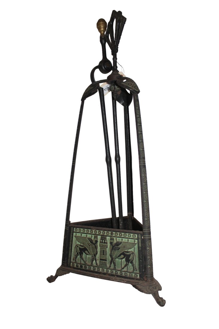 Art Deco Cast Iron Fireplace Tool Caddy (1 of 5)