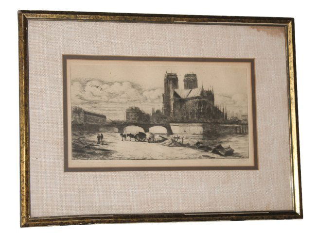Antigue 19th century Engraving Pencil signed (1 of 4)