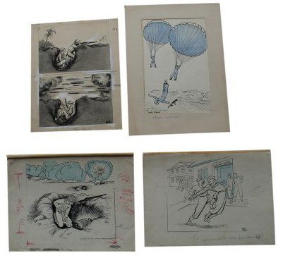 Carl Rose Original illustrations Collection of 4 Military themed Art. (1 of 5)