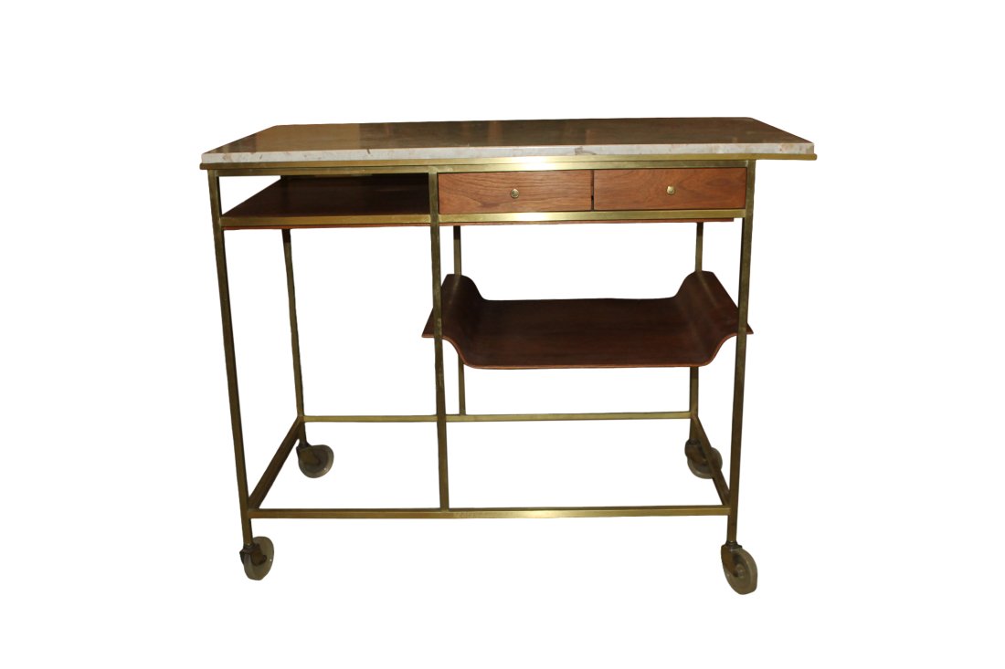 Paul McCobb Signed Teak Serving Cart With Removeable Serving Tray (1 of 5)