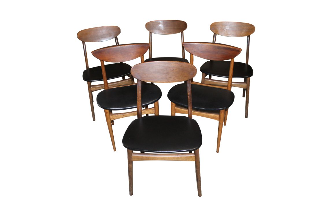 MCM Wood & Black Cats Eye Dining chairs (1 of 5)