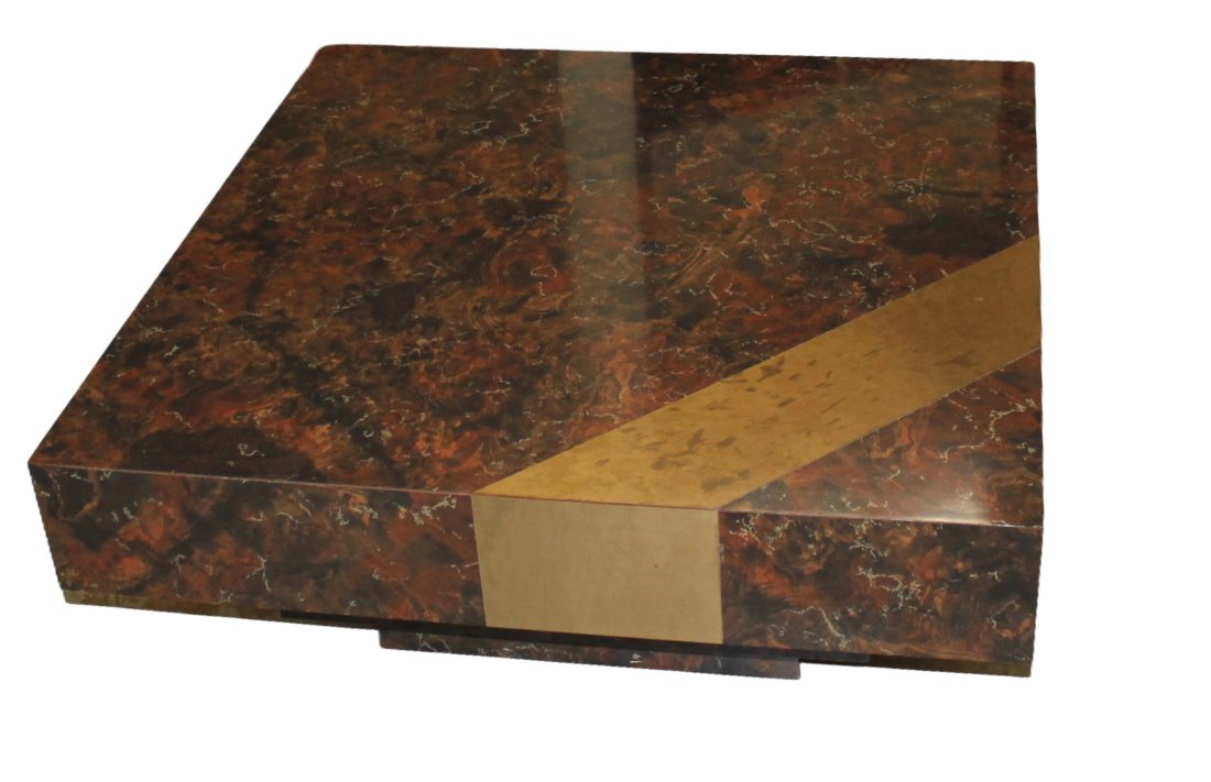 Maurice Villency Faux Tortoise Formica & Brass Coffee Table (1 of 6)