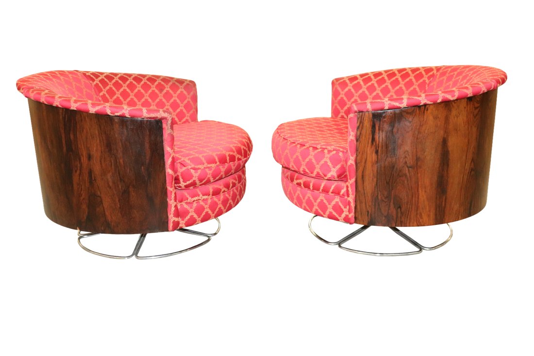 A Pair of Rosewood Case Swivel Chairs for Selig (1 of 3)