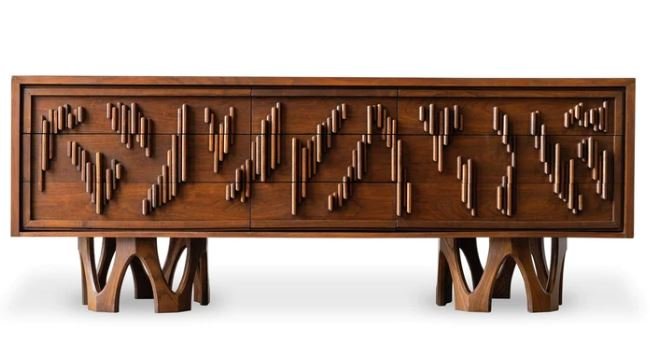 Brutalist low Chest Walnut in Manner of Paul Evans (1 of 7)