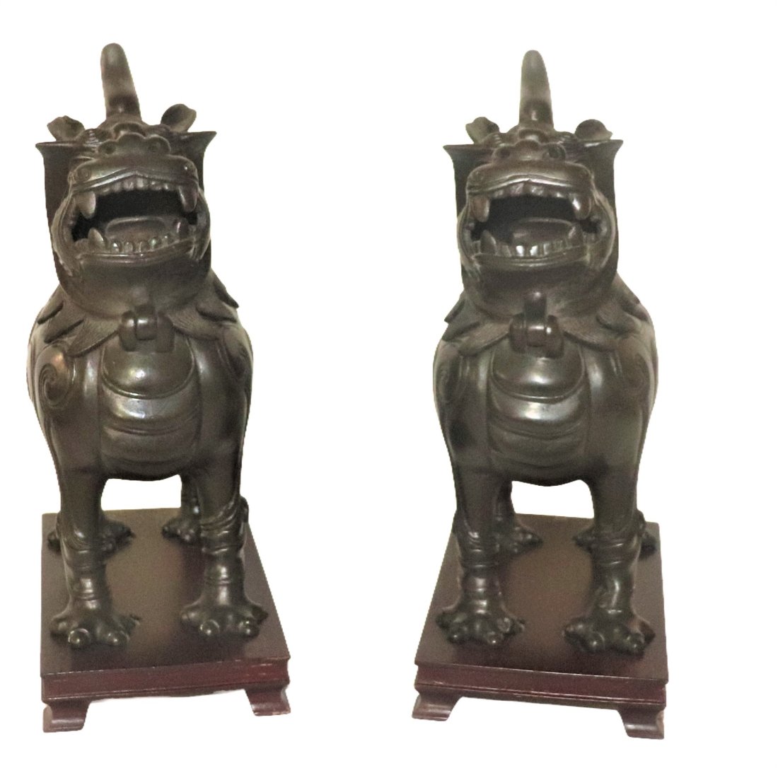 Bronze Chinese Foo Dogs Incense Burners (1 of 7)