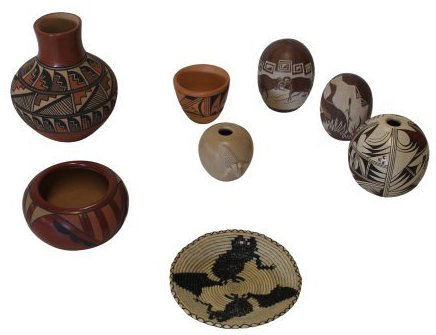 Collection 8 Signed Native American Pottery pieces (1 of 10)