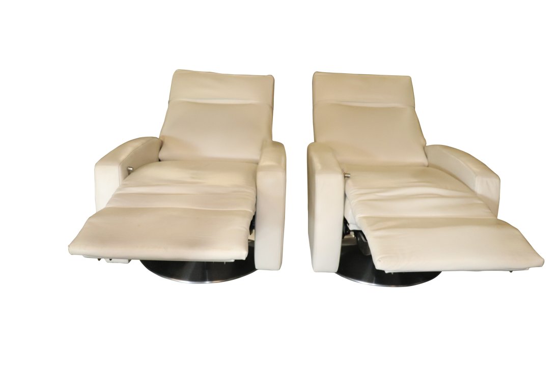 MCM White American leather  Pair Reclining Chairs (1 of 6)