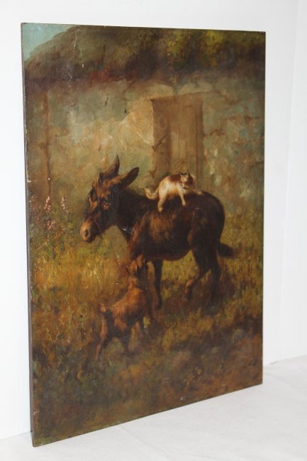 Antique Oil on Board. Farm Animals (1 of 4)