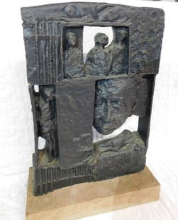 William Meyerowitz Signed Sculpture.: William Meyerowitz abstract figural sculpture circa early 1960s. This example appears to be cast resin mounted on stone Dimensions: base measures 3.75 inches x 8 inches long x 1.25 inches tall. Sculpt