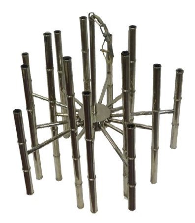 Modernist Chrome Bamboo Style Tube Hanging Chandelier (1 of 1)
