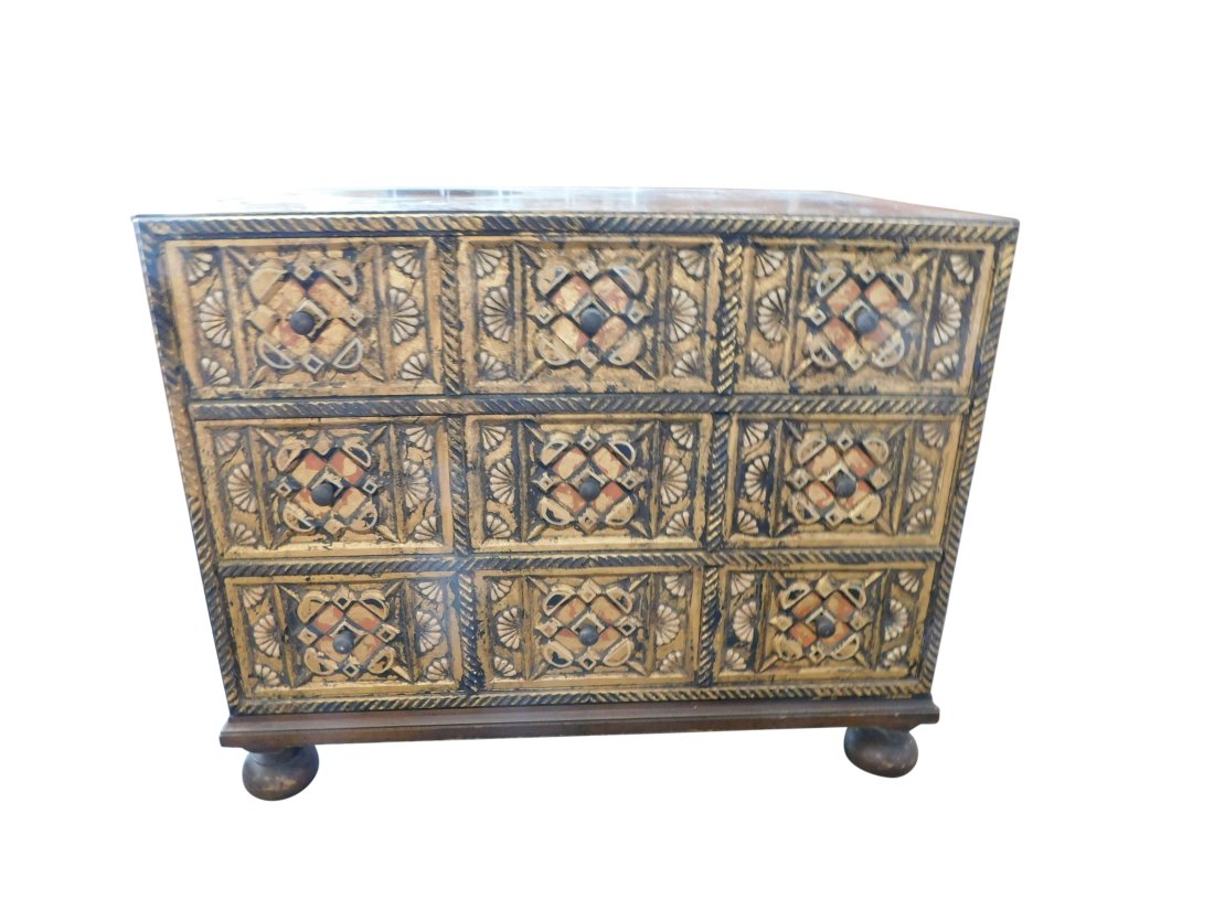 John Widdicomb  Petite 3 Drawer Mediterranean Style Decorator Chest on Bun Feet (1 of 6)