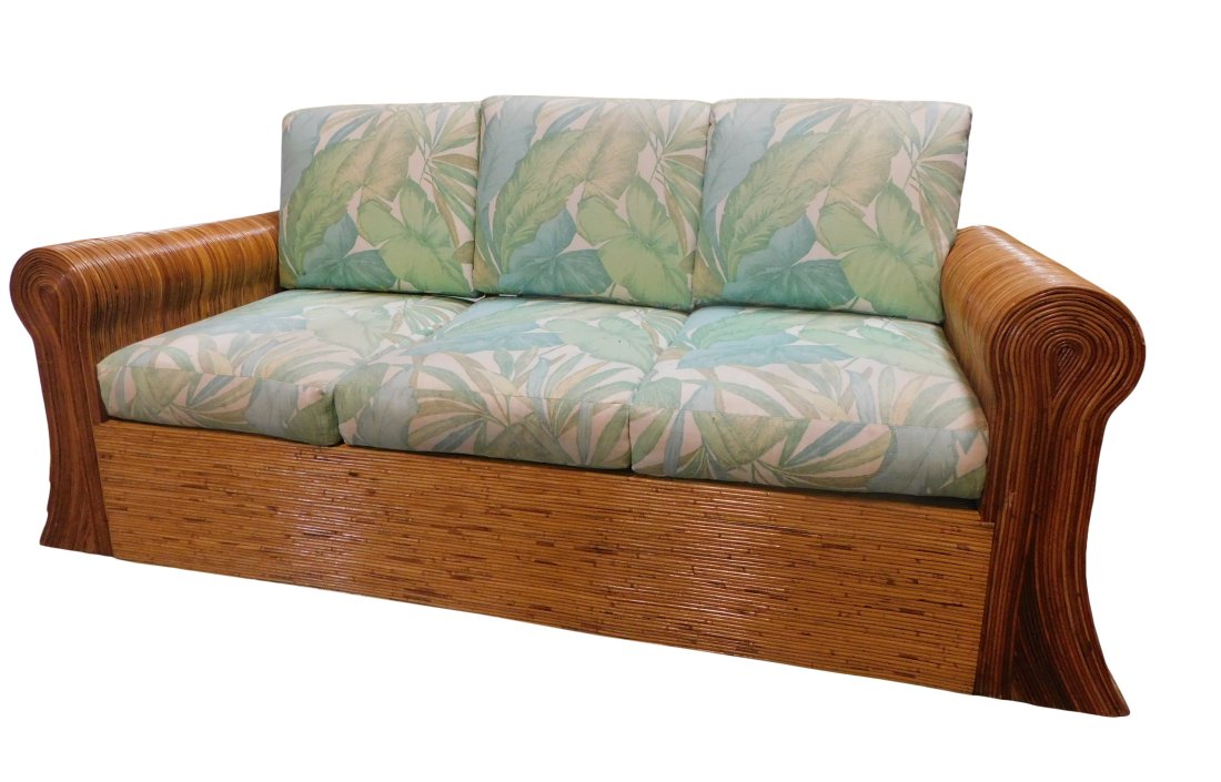 Gabriella Crespi Style Pencil Rattan 3 Seat Sofa (1 of 6)
