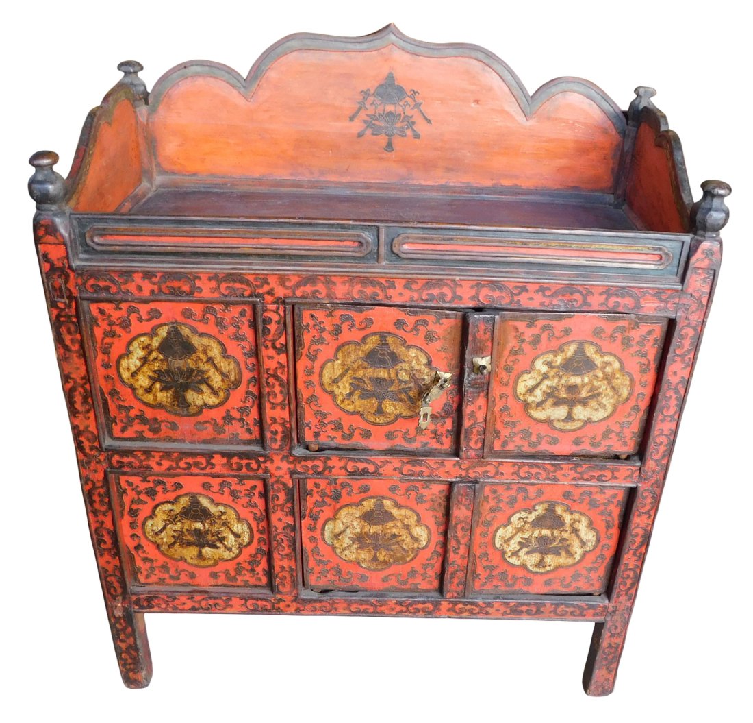 Tibetan Hand Painted Double Door Cabinet (1 of 8)