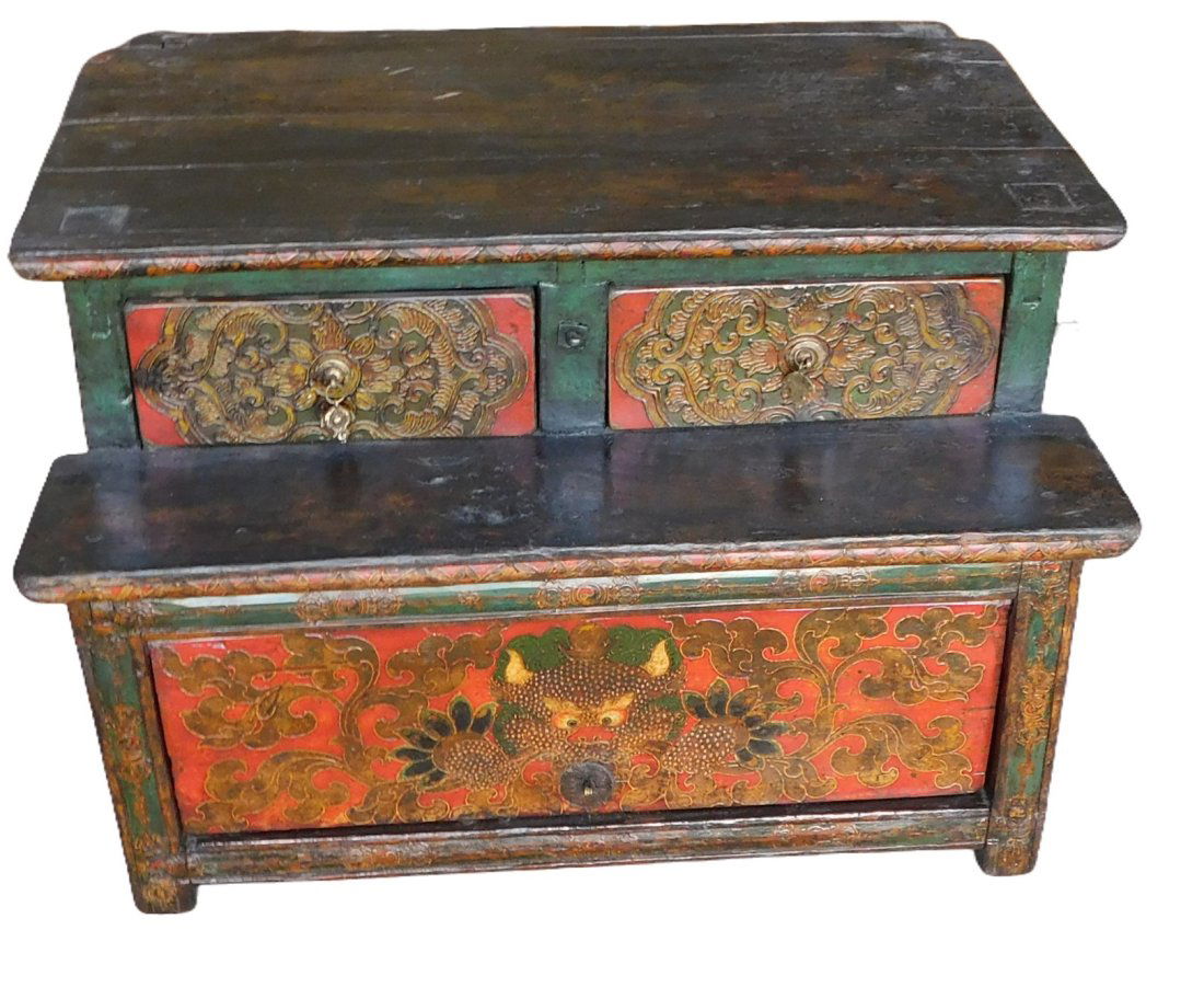 Antique Tibetan  Altar Offering Cabinet (1 of 8)