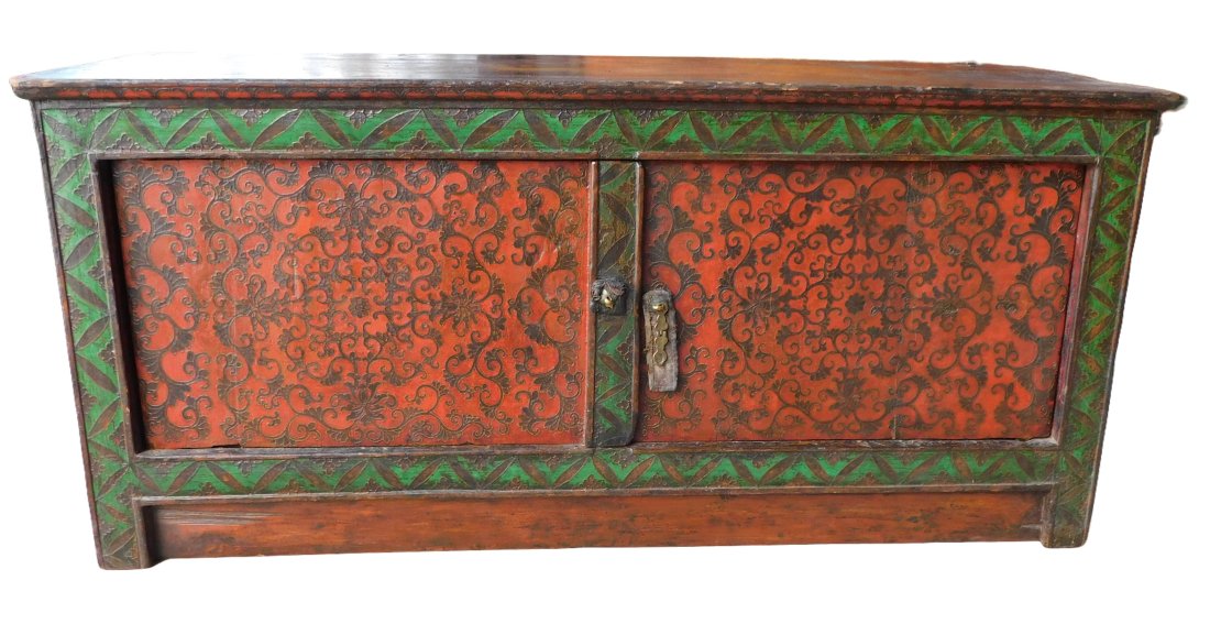 Antique Hand Painted Tibetan Two Door Cabinet (1 of 5)