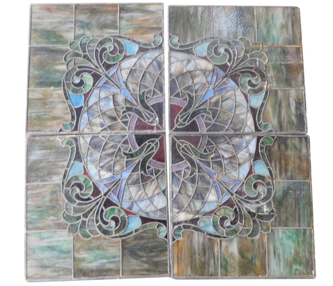 4 Leaded Stained Glass Panels (1 of 4)
