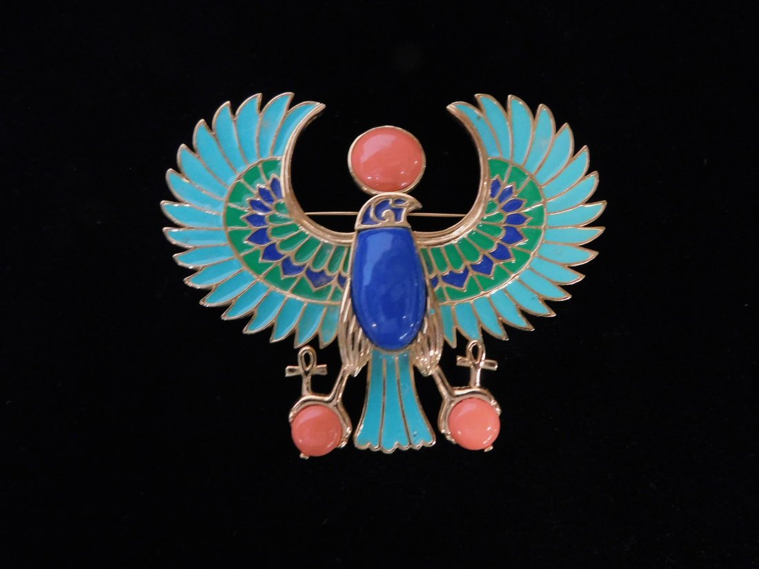 Hattie Carnegie Egyptian Revival Falcon/ Horus Pin (1 of 5)