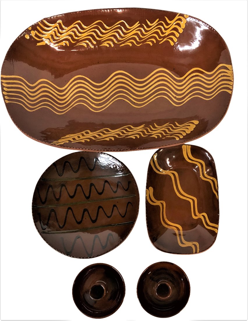 Breininger Red Ware Collection platters, plates and candle sticks (1 of 8)