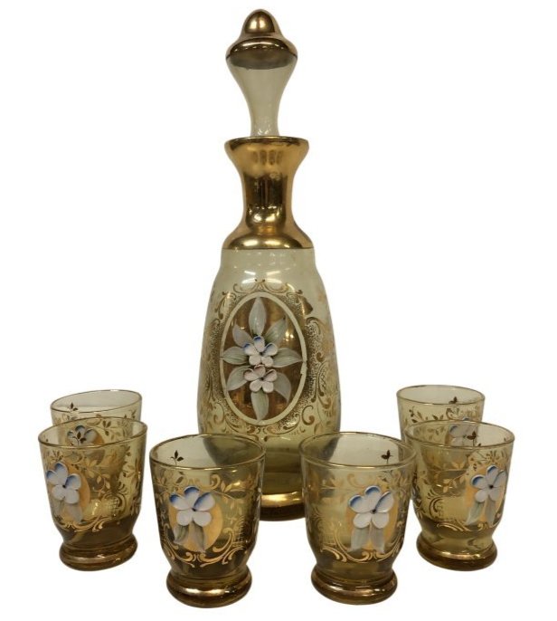 Venetian Glass Hand painted Decanter Set (1 of 6)