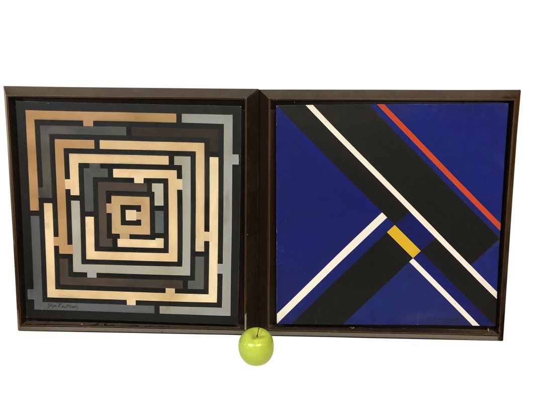 Bolotowsky  Style Pair Abstract Art Paintings (1 of 6)