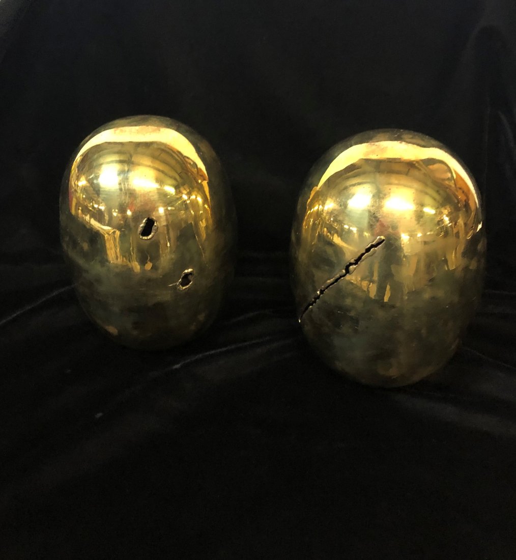 Lucio Fontana's Concetto Spaziale Style Brass Egg Sculptures, Pair (1 of 11)