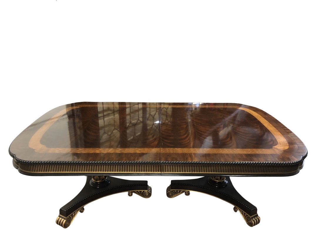 E J Victor Regency Style Mahogany Banded Dining Room Table (1 of 8)