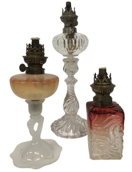 3 Vintage Oil Lamp Collection Baccarat etc. (1 of 6)