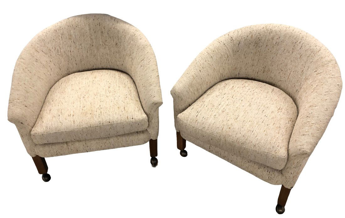 MCM Barrel Back Milo Baughman Style Club Chairs (1 of 4)