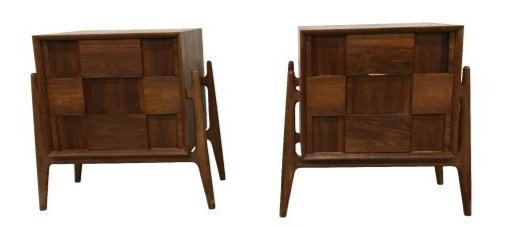 J. Clausen Brutalist style Night Stands: J Clausen Brutalist Style Night stands. No signature . Top needs some attention. Mark on front of one . Please review images. Dimensions: 22 inches wide x 18.5 inches deep x 26 inches high, Condition 