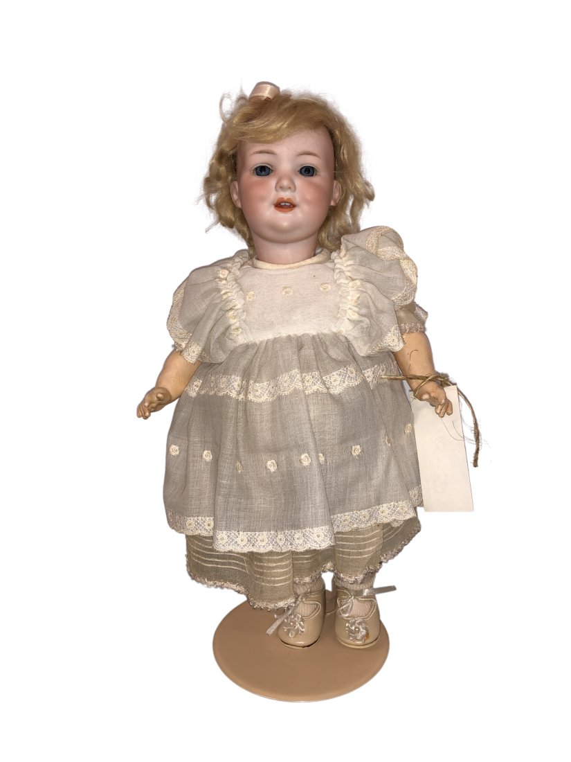 A&M DR HR Doll: A&M DR HR Doll Compo body, Mohair wig & blue eyes, open mouth with teeth and antique dress. These dolls are from a personal collection from a local estate. They were collected over last 60 years from