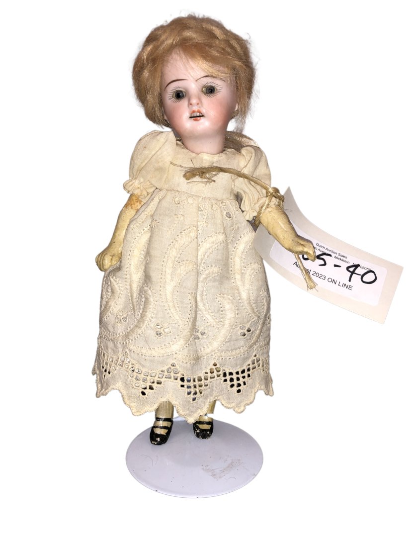 Antique German Bisque Head, Wood Body Doll (1 of 5)