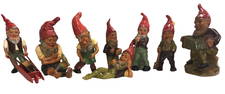 Collection of 8 Original Heissner  Garden Gnomes