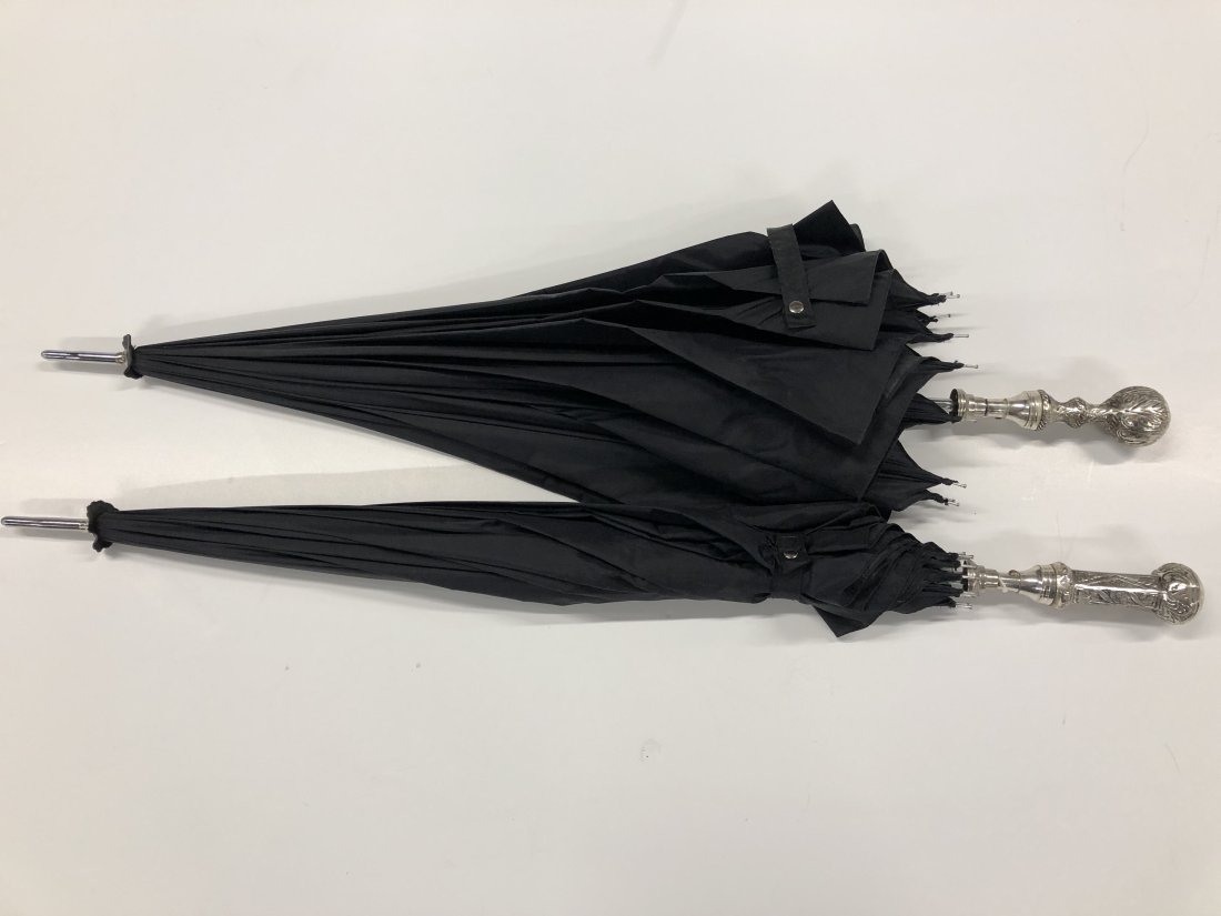 Collection 2 Vintage Umbrella with Silvers Tone Decorative handles (1 of 5)