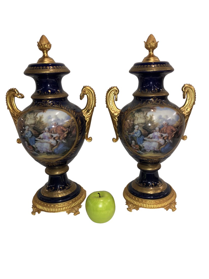 Pair of Beautiful Sevres Style Urns (1 of 4)