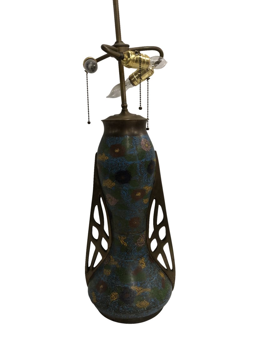 Large Antique Chinese Cloisonne Lamp (1 of 5)