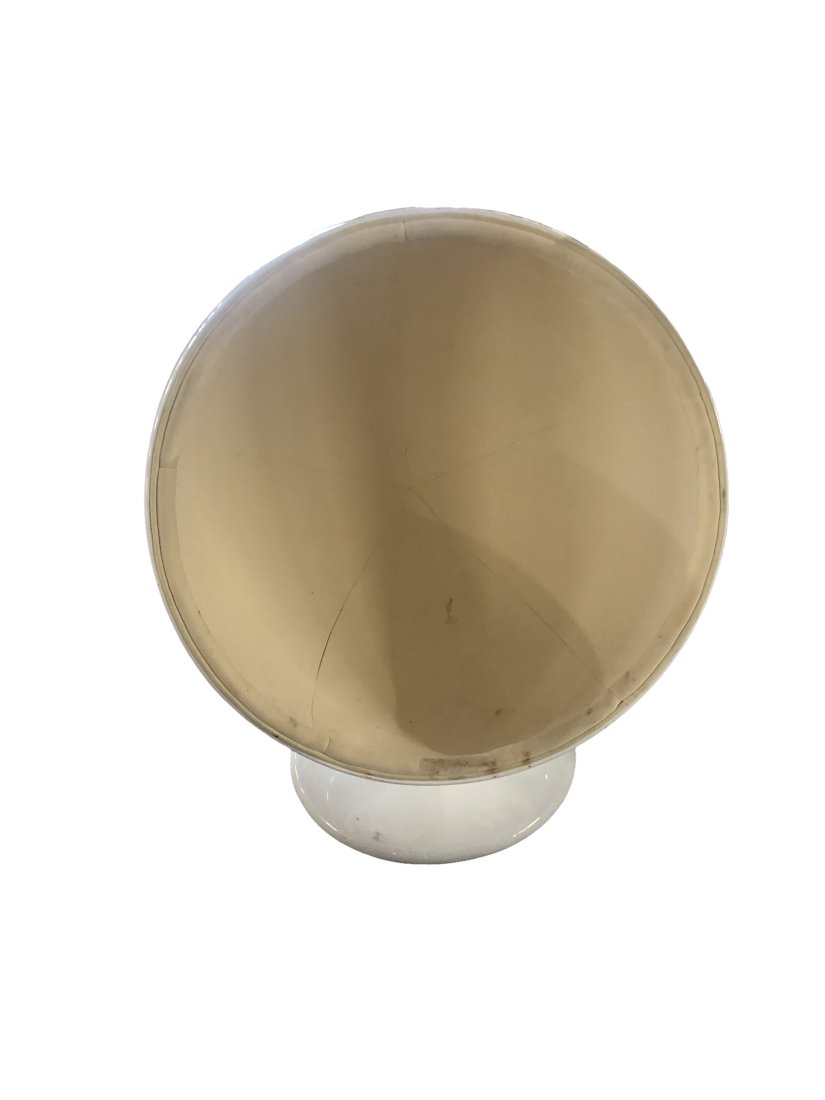 Euro Aarnio Style Eyeball Chair: Eyeball Chair. In the manner of Eero Aarnio. Structurally good shape. Back shows some scuffs. Inside fabric shows some wear. Appears to be missing cushion. Dimensions: 48 inches high x 40 inches wide