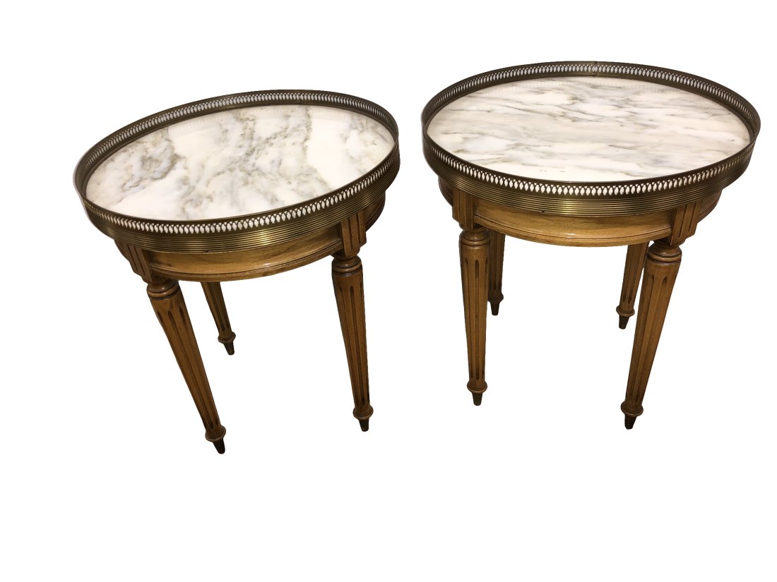 Fine Pair of  Vintage French Style Marble Top Round End Tables (1 of 6)