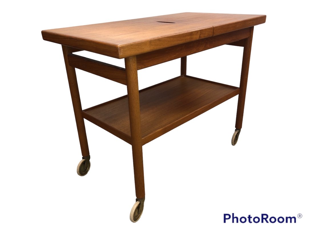 Danish Teak Bar Trolly w/ Expandable Top (1 of 7)