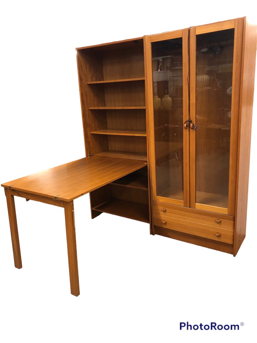 Danish Teak 2 Piece  Domino Mobler MCM Wall Unit Cabinets (1 of 11)