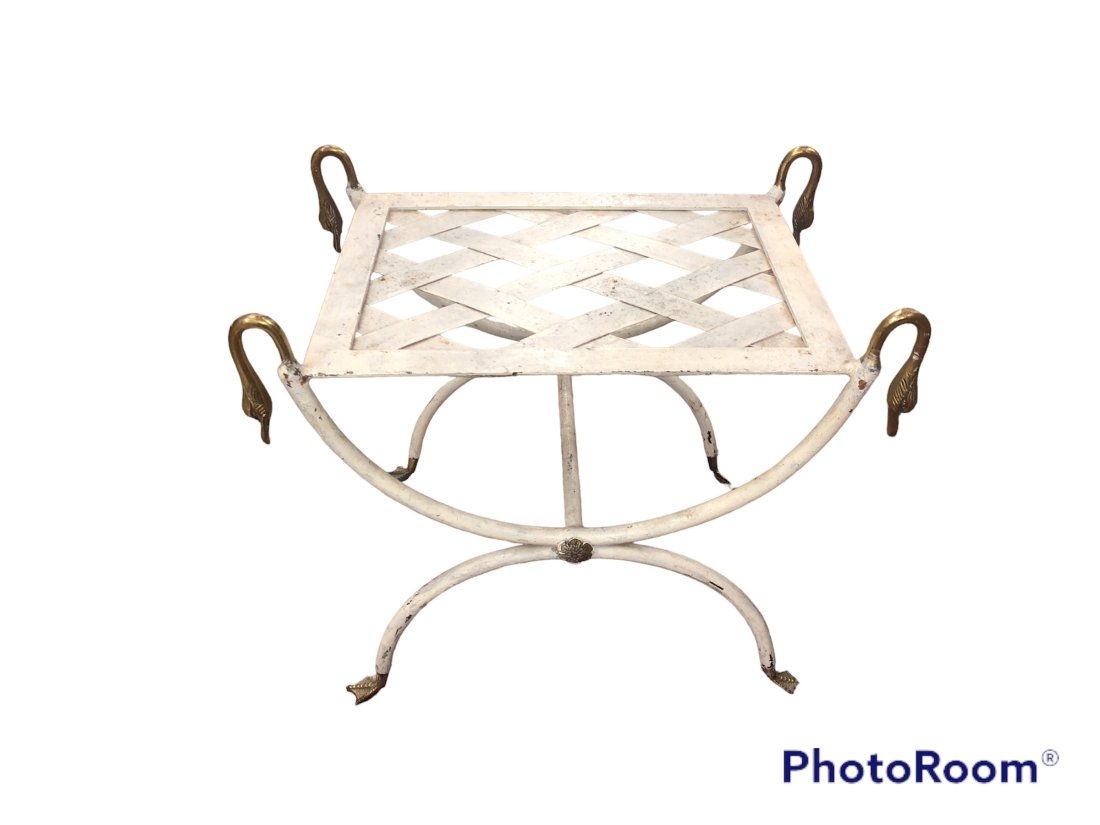 Neo Classical Style Metal & Brass Stool (1 of 5)