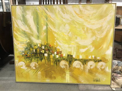 Lee Reynolds Signed Oil on Canvas Painting: Vanguard Studio Lee Reynolds Painting. Dimensions: 49" H x 61" W x 1.5" D; Visible Art: 48" H x 60" W Dimensions: Condition : Expand photos to see additional details. For more information or condition