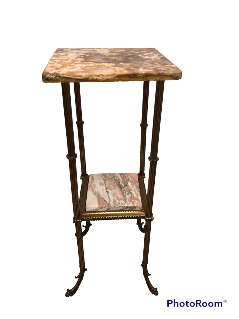 Marble Top & Bass 2 Tier Pedestal Stand (1 of 3)
