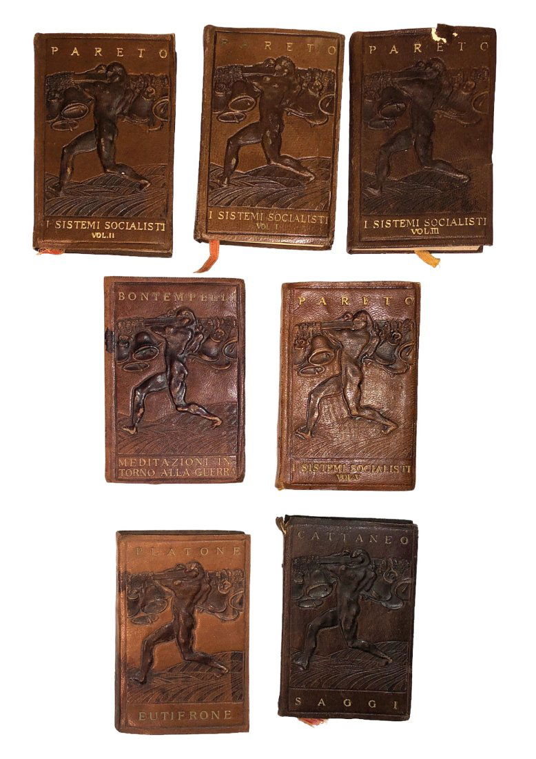 Collection 7 Miniature Italian Leather Embossed Books 1915-1918 (1 of 6)