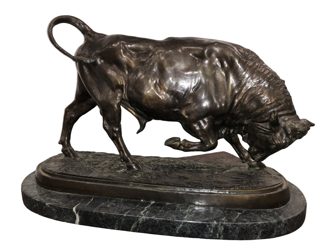 Bonheur Signed Bronze Bull Sculpture (1 of 5)