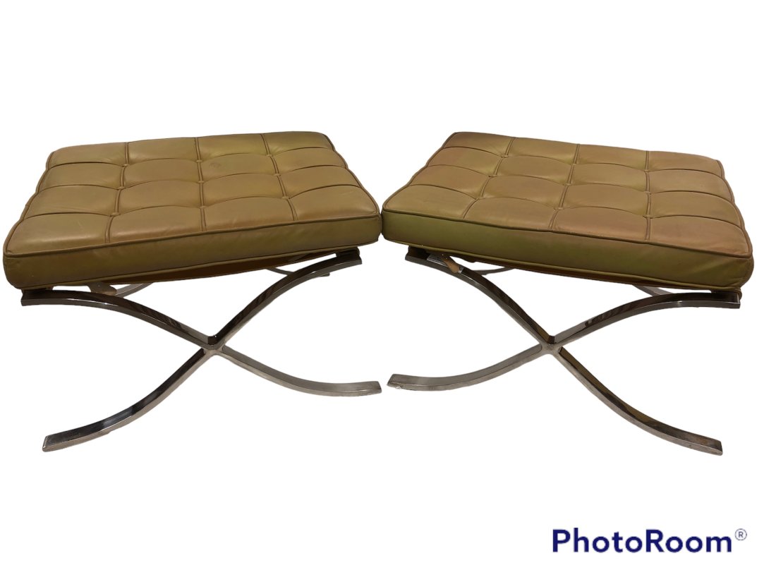 Knoll International Barcelona Ottomans Pair (1 of 6)
