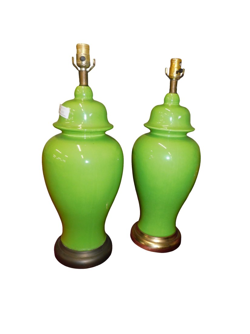 Pair of Asian Style Ginger Jar Vintage Ceramic Lamps (1 of 3)