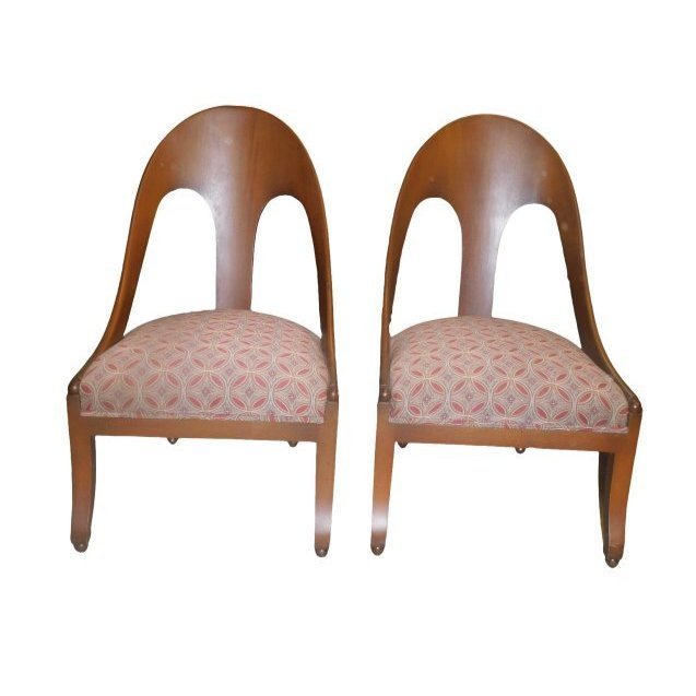Michael Taylor - Baker Chairs: Michael Taylor for Baker Spoon back slipper chairs Dimensions:36 inches high x 22 inches deep x 16 inch seat height. Condition : Expand photos to see additional details. For more information or condit