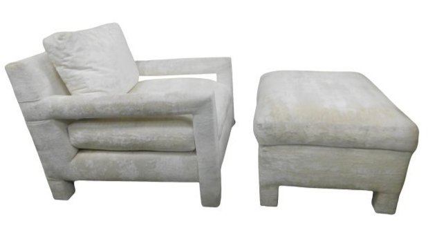MCM  Milo Baughman Parson Style Chair & Ottoman (1 of 5)